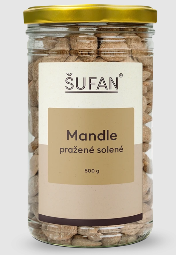 Pražené solené mandle 500g Šufan